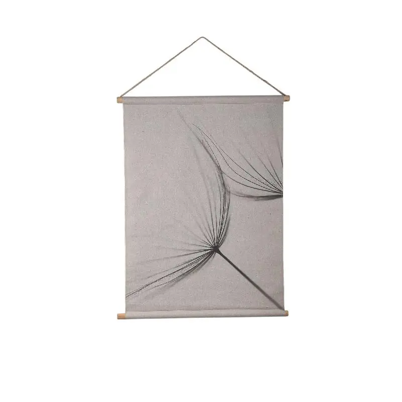 Wandbild – Löwenzahn Design, Rechteckige Form, Leinen Material, Grau, L – Nimrod | PTMD