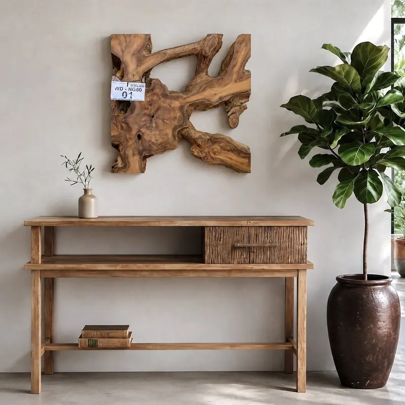 Wandbild NAGA 60cm x 60cm aus Teak Holz