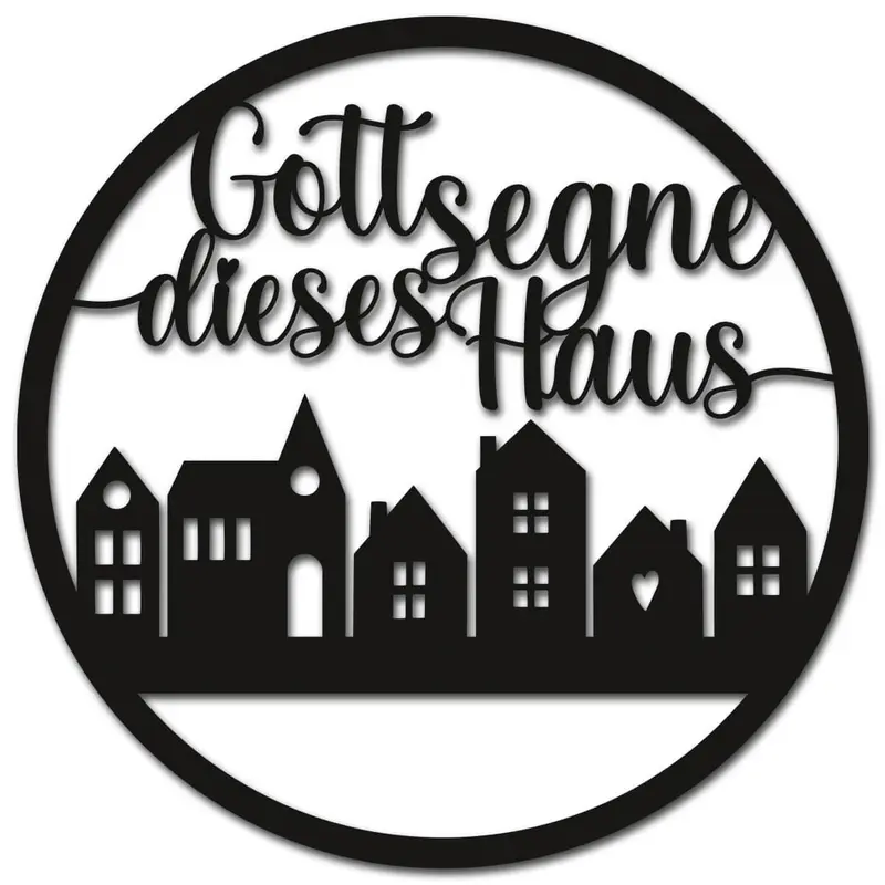 Wanddeko "Gott segne dieses Haus" 39cm schwarz