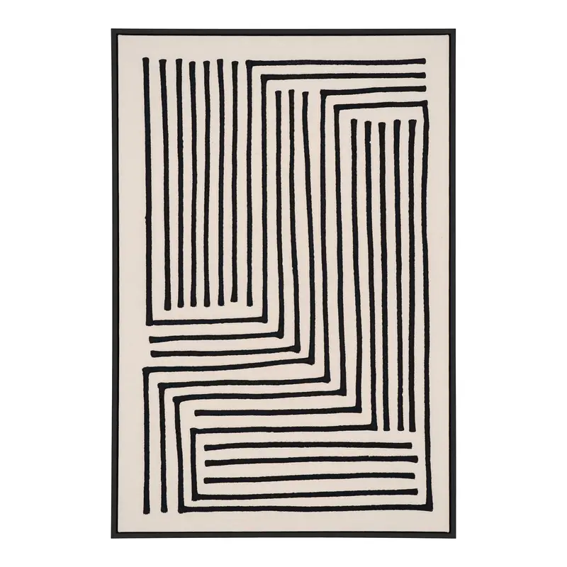 Wanddeko – Schwarz-Beige, geometrisches Liniendesign, 90 cm hoch - Lipari | House Nordic