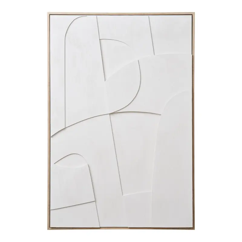 Wanddeko – Weißes Finish, abstraktes Reliefdesign, 90 cm hoch - Madeline | House Nordic