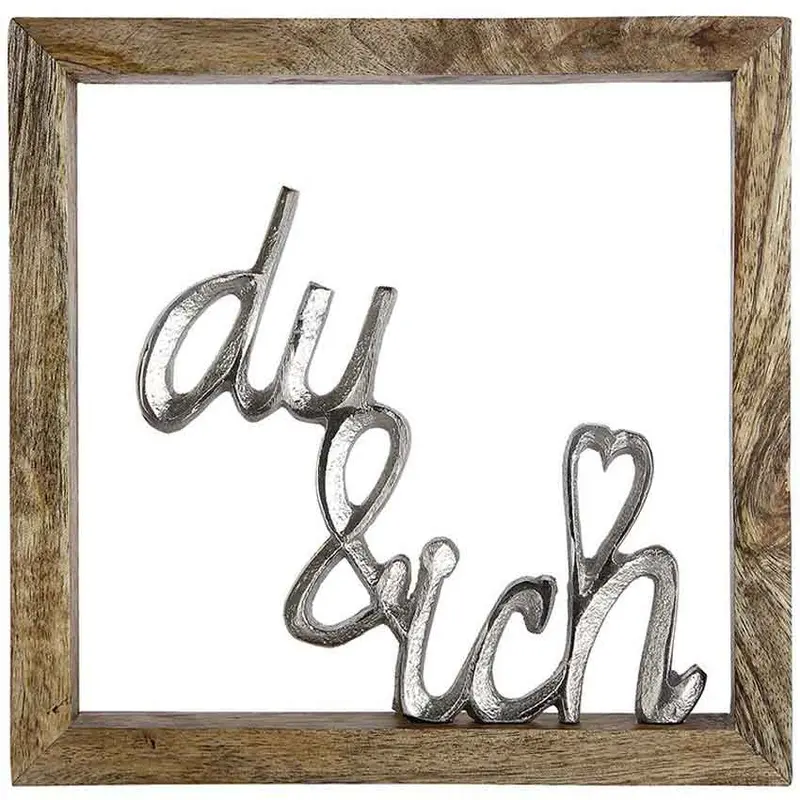 Wanddekoration Holz "du & ich" mit Rahmen