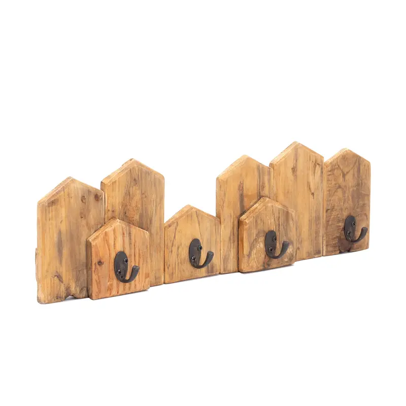 WANDGARDEROBE "CITY" | Massivholz, 4 Haken | Häuschen Flurgarderobe