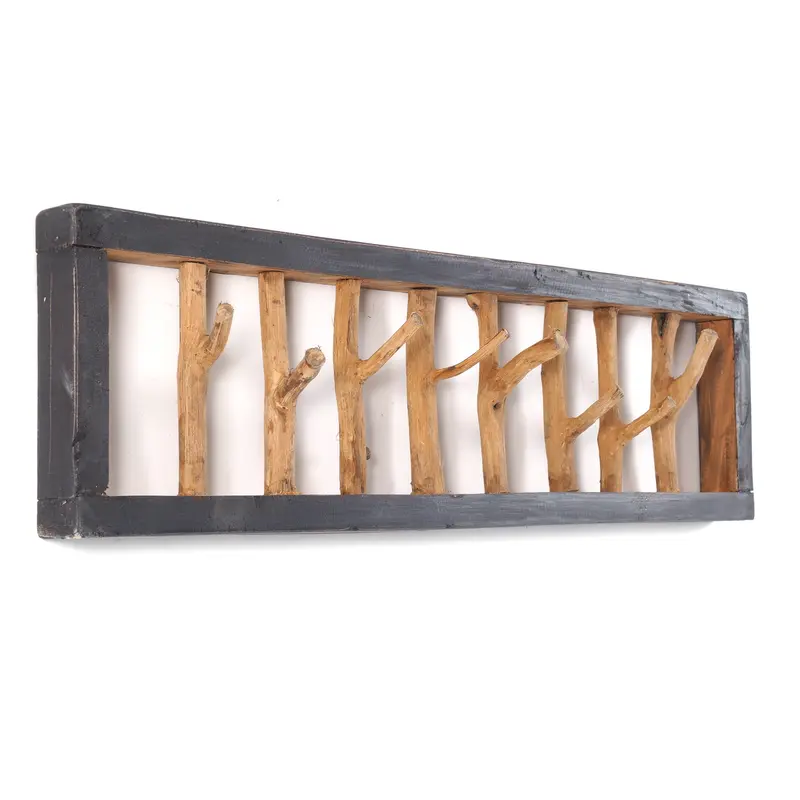 WANDGARDEROBE TREIBHOLZ UNIKAT | 80x22cm (BxH), Garderobe, Hakenleiste mit Ästen | Farbe