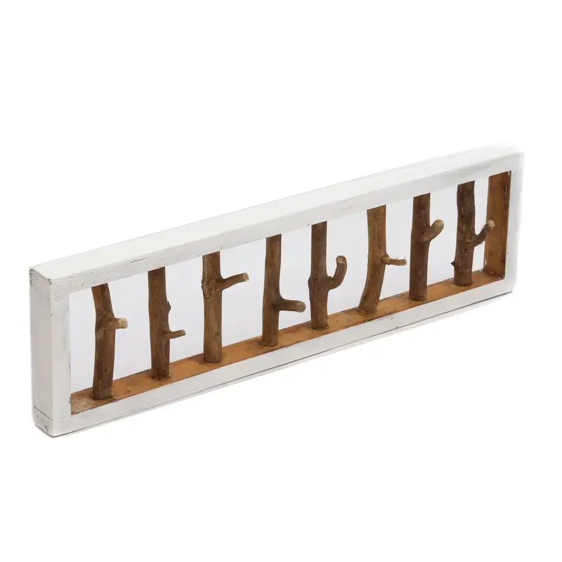 WANDGARDEROBE TREIBHOLZ UNIKAT | 80x22cm (BxH), Garderobe, Hakenleiste mit Ästen | Farbe