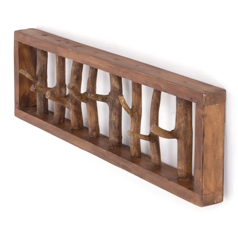 WANDGARDEROBE TREIBHOLZ UNIKAT | 80x22cm (BxH), Garderobe, Hakenleiste mit Ästen | Farbe