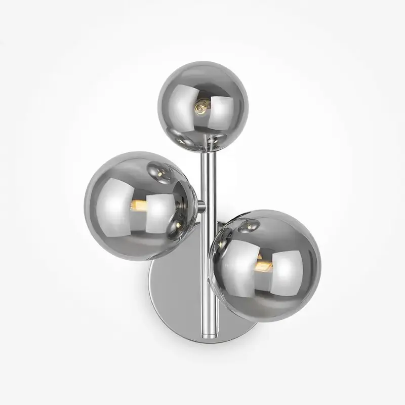 Wandleuchte – Chrom Metall, 3-flammiges Design, Glasschirme - Dallas | Maytoni