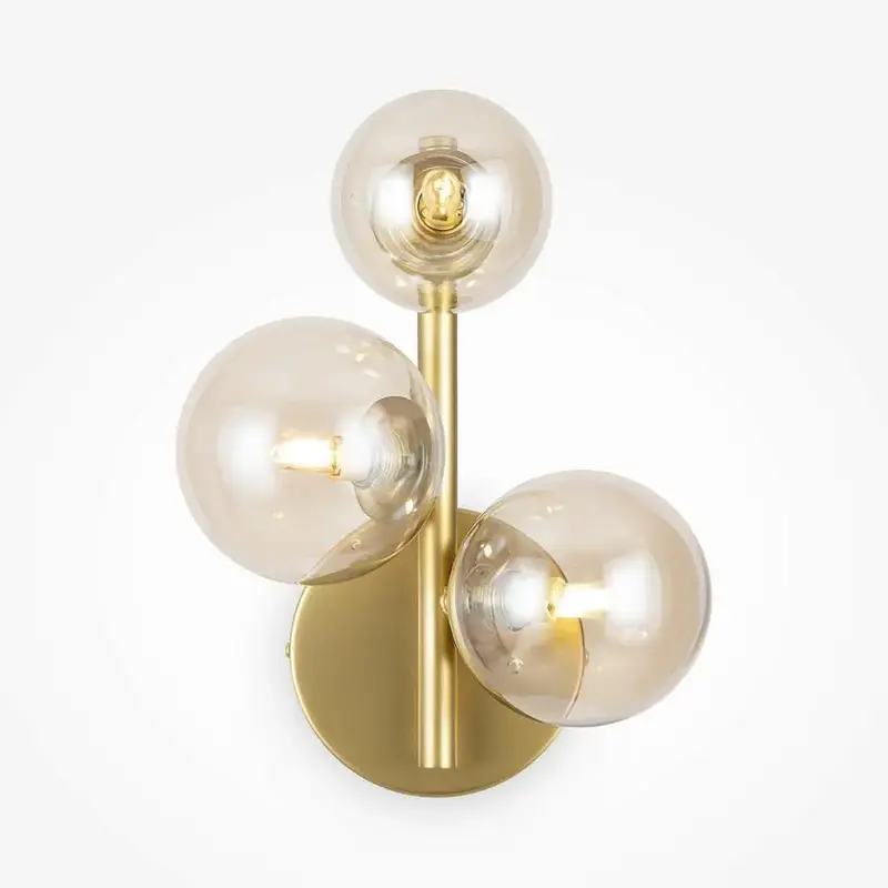 Wandleuchte – Gold Metall, 3-flammiges Design, Glasschirme - Dallas | Maytoni