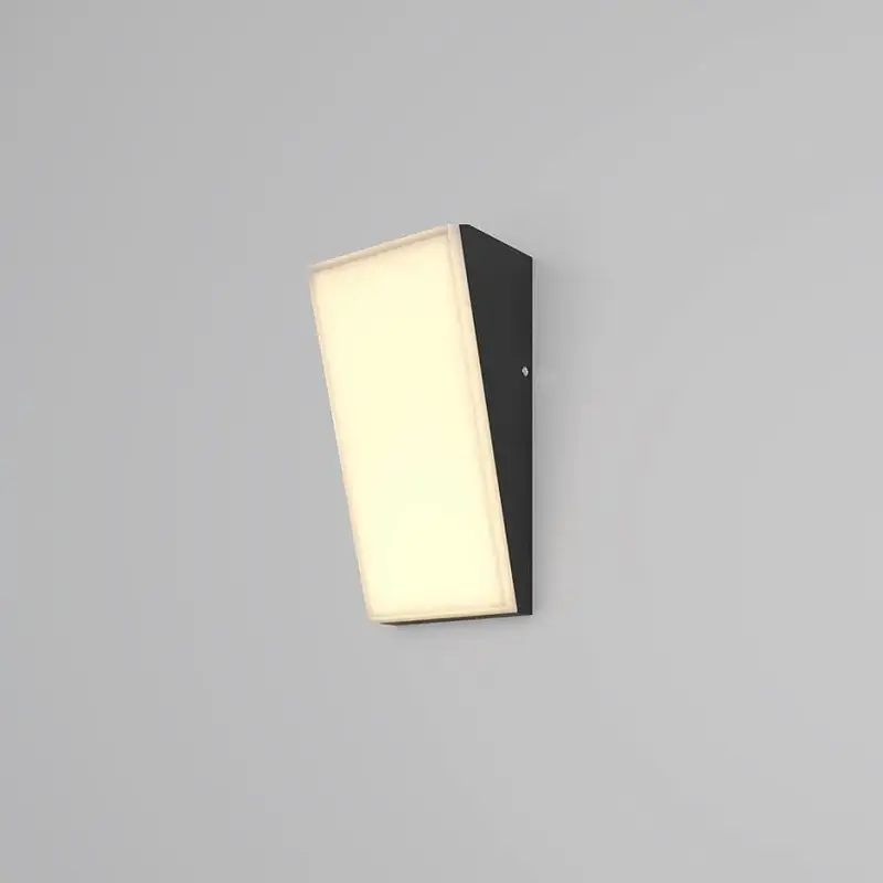 Wandleuchte – Graphitfarbenes Aluminium, Warmweißes Licht, IP54 Schutz, 18 cm Höhe - Brick | Maytoni
