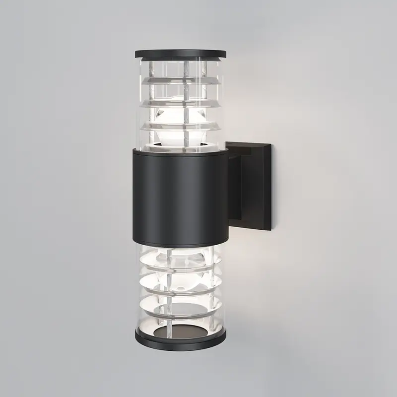 Wandleuchte – Schwarzes Aluminium, Zwei E27 Fassungen, IP54 Schutz, 32 cm Höhe - Bronx | Maytoni