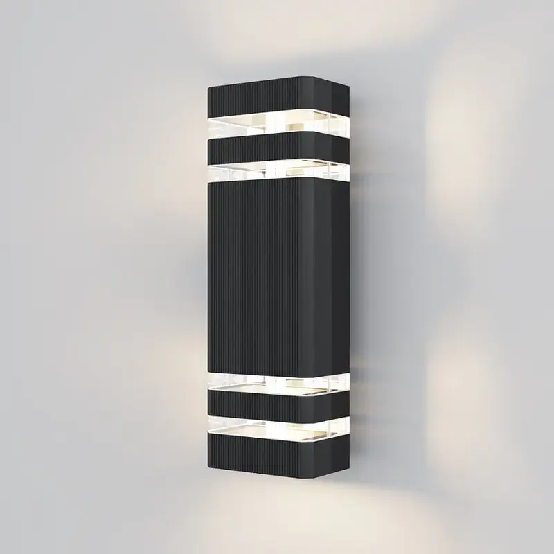 Wandleuchte – Schwarzes Finish, Aluminium Gehäuse, 2× E27 Fassung, Höhe 33 cm - Unter den Linden | Maytoni