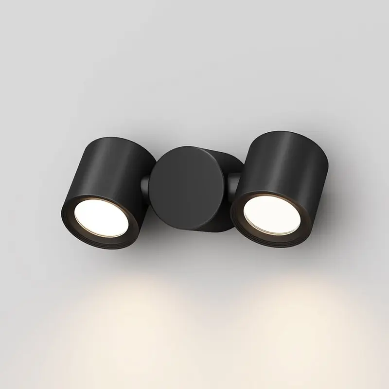 Wandleuchte – Schwarzes Finish, Aluminium Gehäuse, Zweiflammiges Design, Höhe 6,7 cm - Wall Street | Maytoni