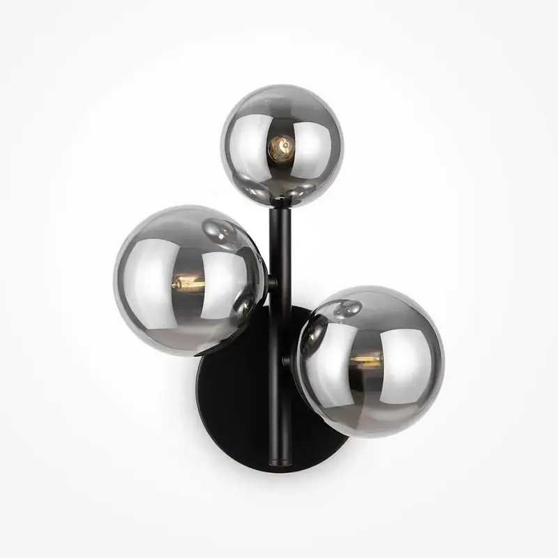 Wandleuchte – Schwarzes Metall, 3-flammiges Design, Glasschirme - Dallas | Maytoni