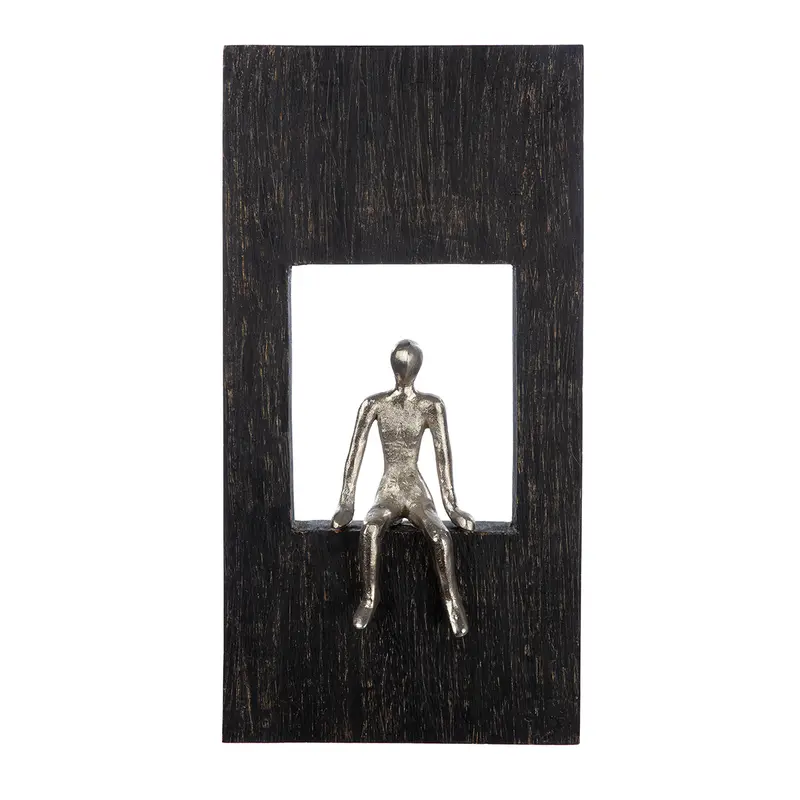 Wandobjekt – Mangoholz Material, Antik Finish, Silhouetten Design - Sitting | Gilde