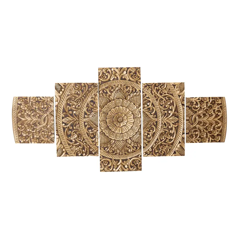 Wandpaneel – Gold MDF, Antikes Schnitzmuster, Dekorative Reliefstruktur - Sharlene | PTMD