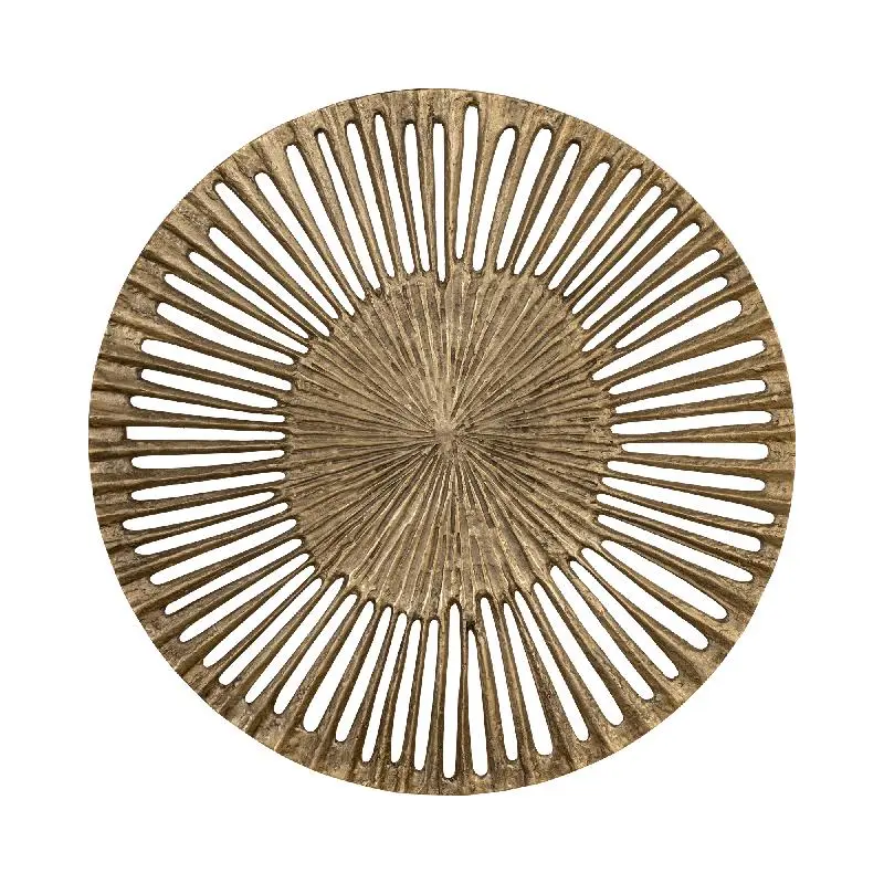 Wandpaneel – Offenes Runddesign, Aluminiumguss Metall, Goldene Optik, L – Marjun | PTMD