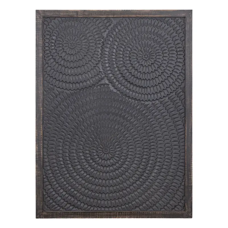 Wandpaneel – Rund Muster, MDF Holz, Schwarzer Farbton, L – Levya | PTMD