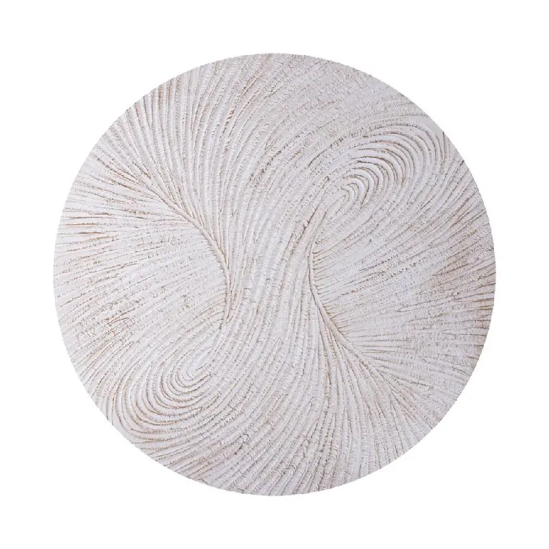 Wandpaneel – Weißes MDF Holz, Runde Form, Wirbel Schnitzdesign, M - Wiktor | PTMD