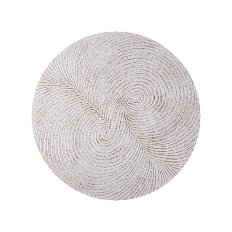 Wandpaneel – Weißes MDF Holz, Runde Form, Wirbel Schnitzdesign, S - Wiktor | PTMD