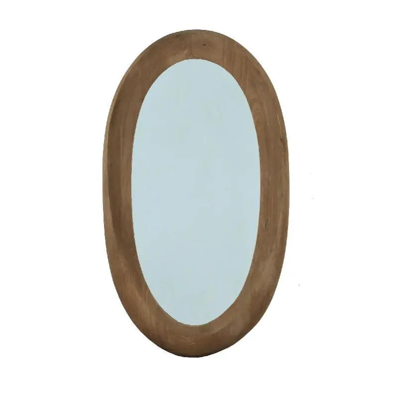Wandspiegel aus Mangoholz mit ovaler Form, massivem Rahmen und Braun-Finish, L – Noam | PTMD