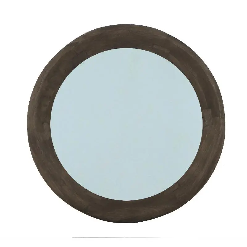 Wandspiegel aus Mangoholz mit runder Form, massivem Rahmen und Braun-Finish, L – Noam | PTMD