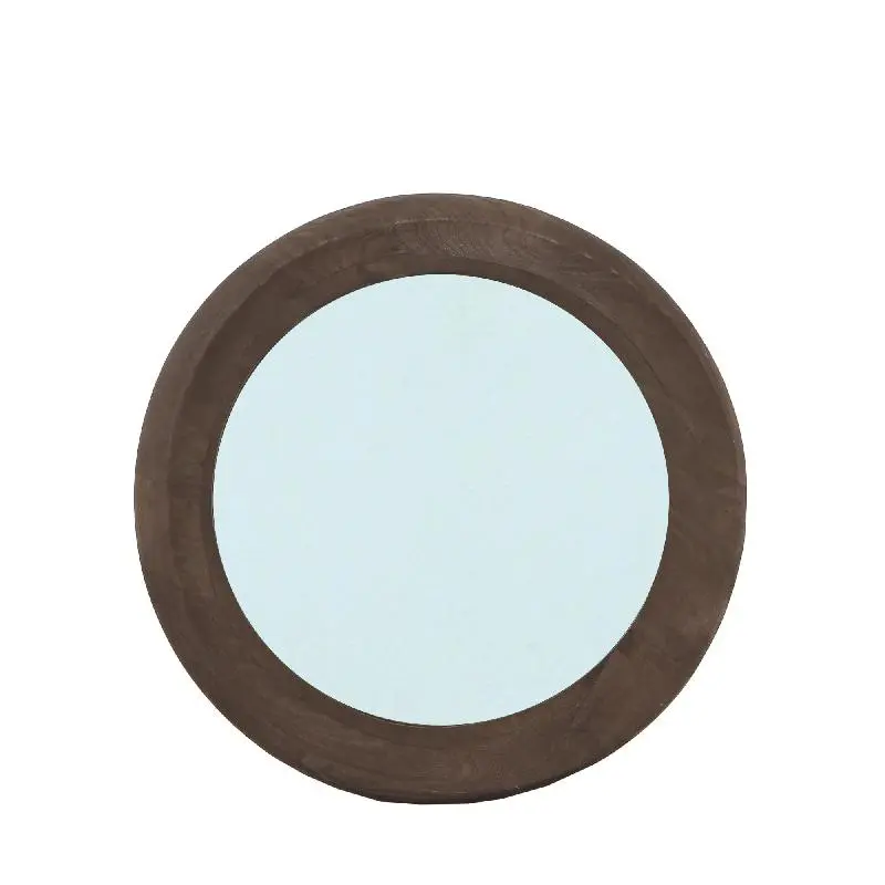 Wandspiegel aus Mangoholz mit runder Form, massivem Rahmen und Braun-Finish, S – Noam | PTMD