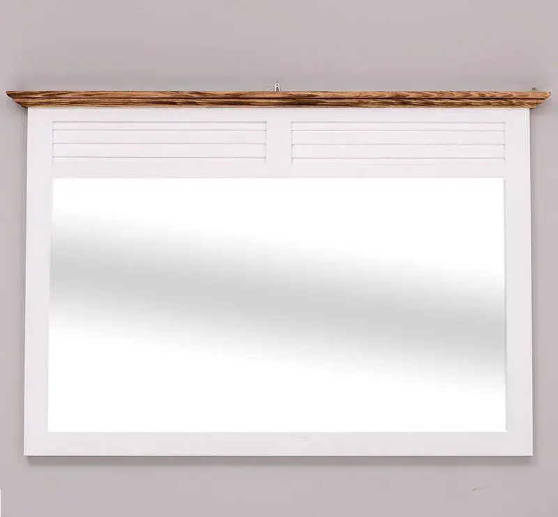 Wandspiegel aus Massivholz - klassisch mit Lamellen und Kranz