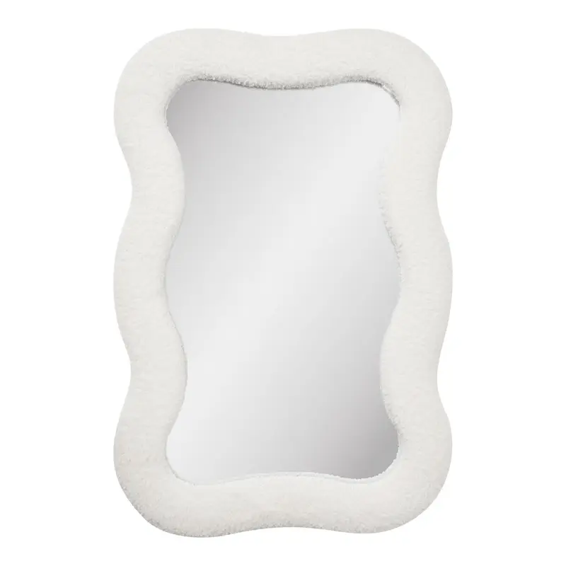 Wandspiegel Bosaro mit Rahmen aus Teddy-Bouclé - Weiß