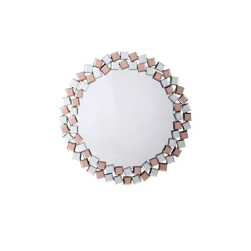 Wandspiegel – Silber-Rosé Mosaik, Runde Form, Dekorative Optik - Mosaic 1825 | Kayoom