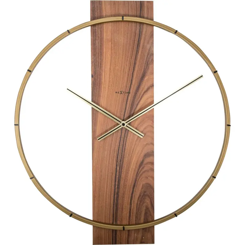 Wanduhr – Braunes Holz, Goldene Zeiger, Stilles Werk - Carl | NeXtime