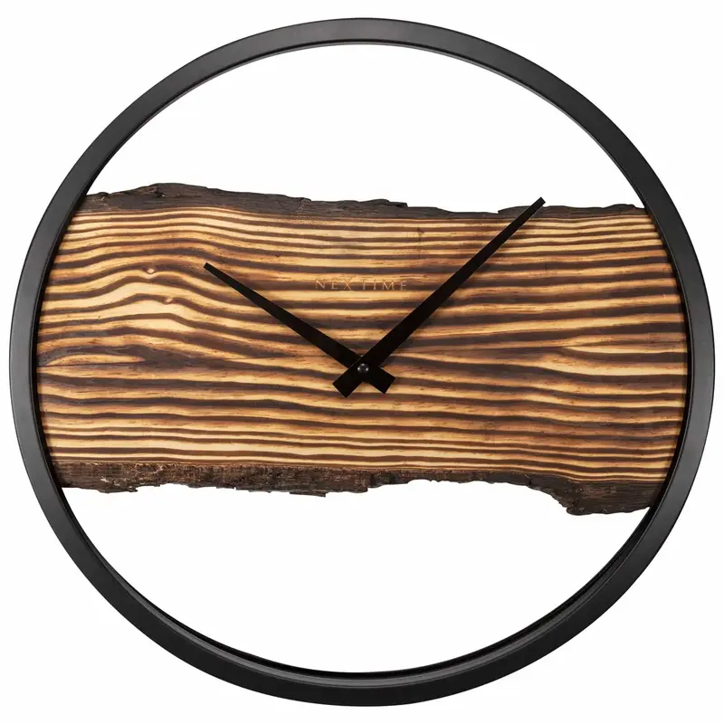 Wanduhr – Echtes Holz, Schwarzer Ring, Stilles Werk - Forest | NeXtime