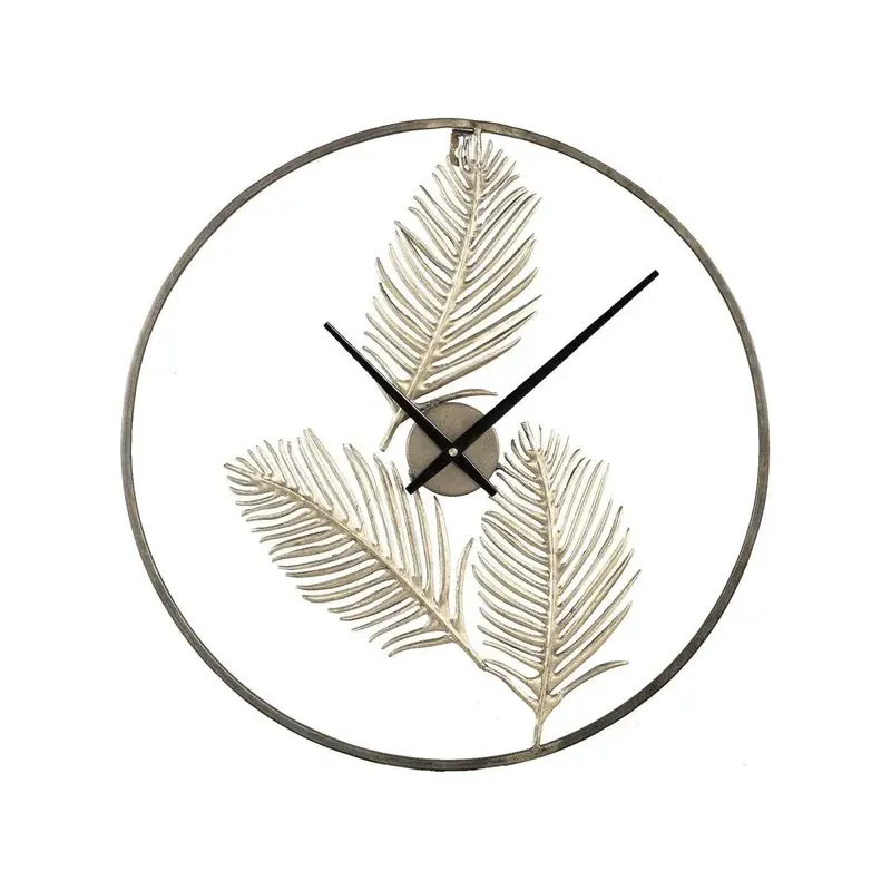 Wanduhr – Gold Metall, Runde Form, Blattdetails - Logas | PTMD