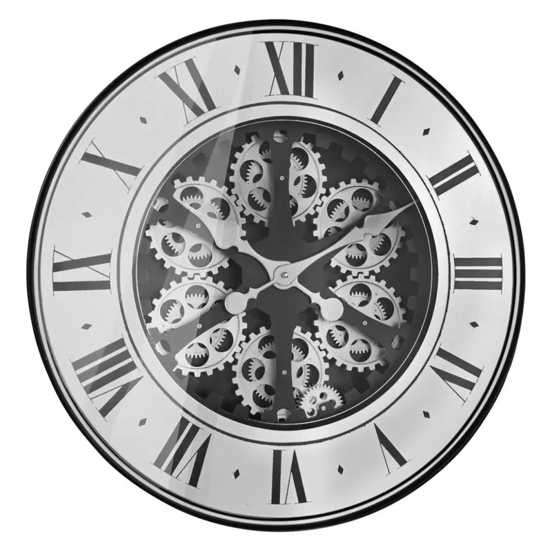 Wanduhr mit Offenliegendem Zahnwerk Industriellem Metall-Look & Vintage-Zifferblatt – Aberdeen | Sompex