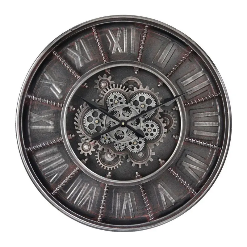Wanduhr offenes Zahnwerk-Design industrieller Metallrahmen markantes Vintage-Detail - Blackpool | Sompex