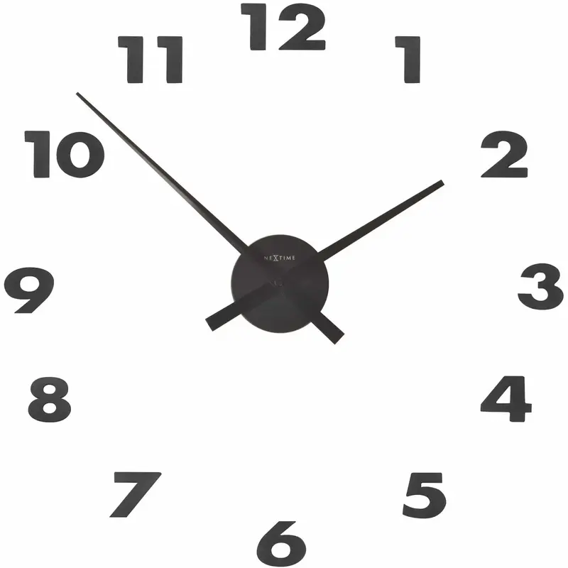Wanduhr – Schlanke Zeiger, Freie Anordnung, Schwarzes Aluminium - Kleine Zeiger | NeXtime