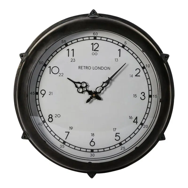 Wanduhr – Schwarzes Metall, Runde Form, Minimalistisches Design - Brice | PTMD