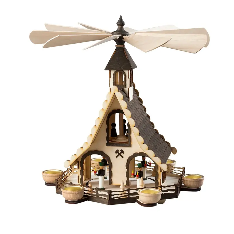 Weihnachtspyramide "Bergmänner" für 6 Teelichte, 47 cm