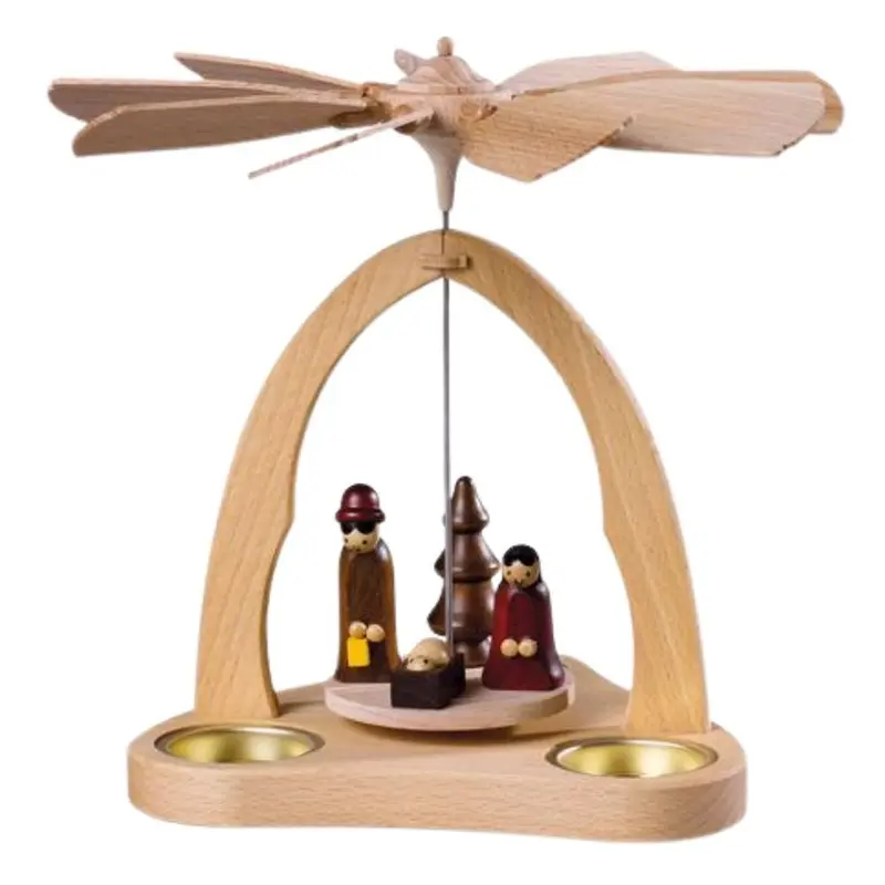 Weihnachtspyramide "Christi Geburt" für 3 Teelichte, 20 cm