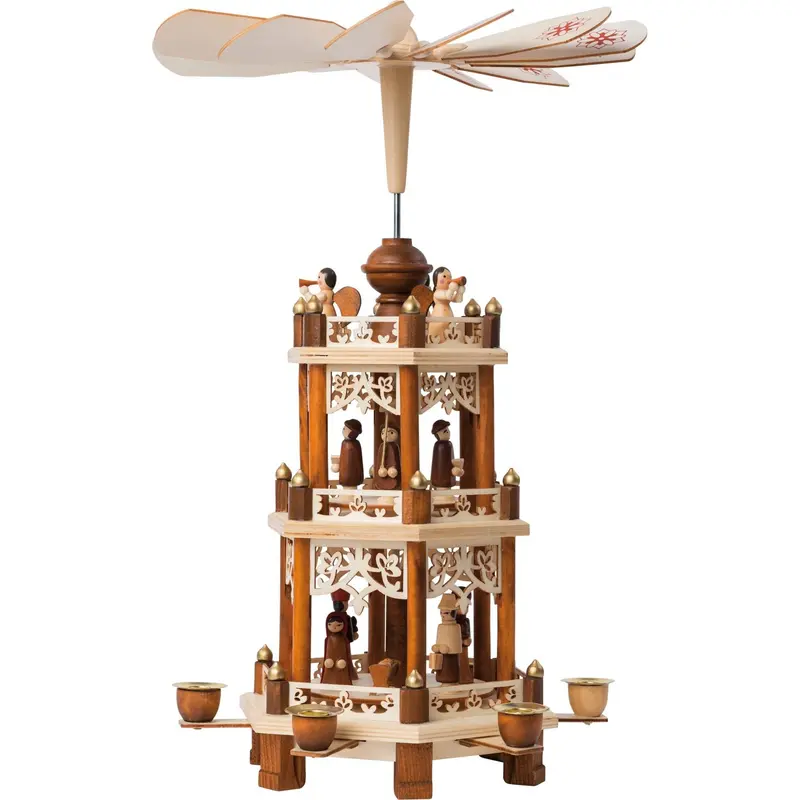 Weihnachtspyramide "Christi Geburt" mit 2 Etagen, natur, 44 cm