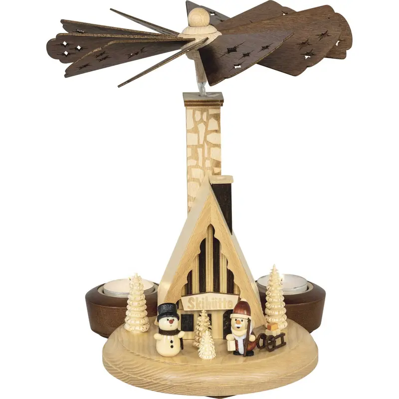 Weihnachtspyramide für Teelichte mit Räucherhaus, 26 cm