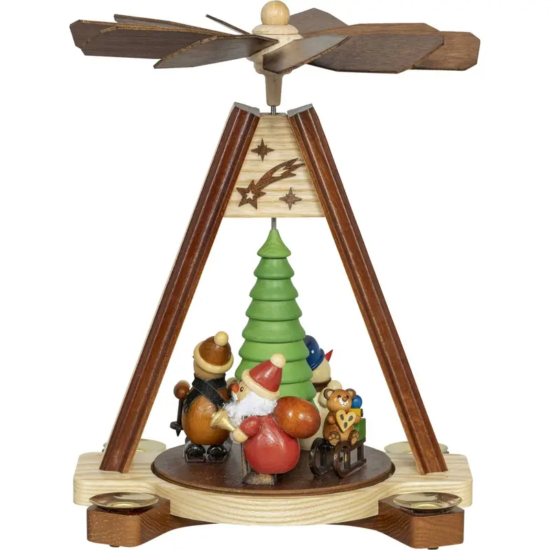 Weihnachtspyramide mit Weihnachtsmann farbig, 30 cm