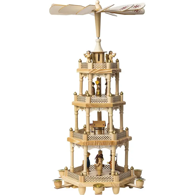 Weihnachtspyramide "Waldweihnacht" mit 3 Etagen, natur, 56 cm