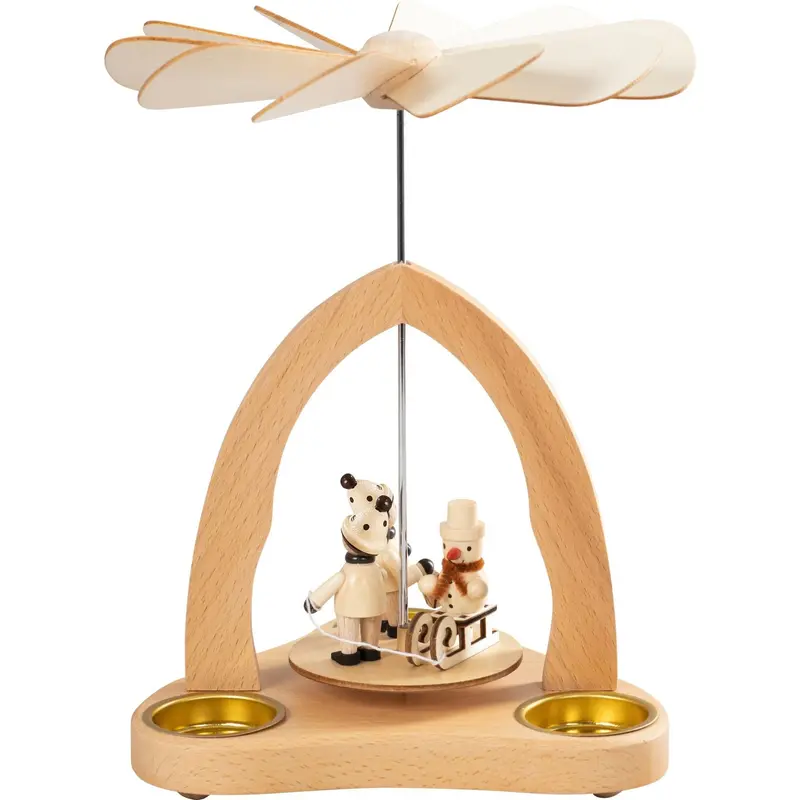 Weihnachtspyramide "Winterkinder" für 3 Teelichte, 20 cm