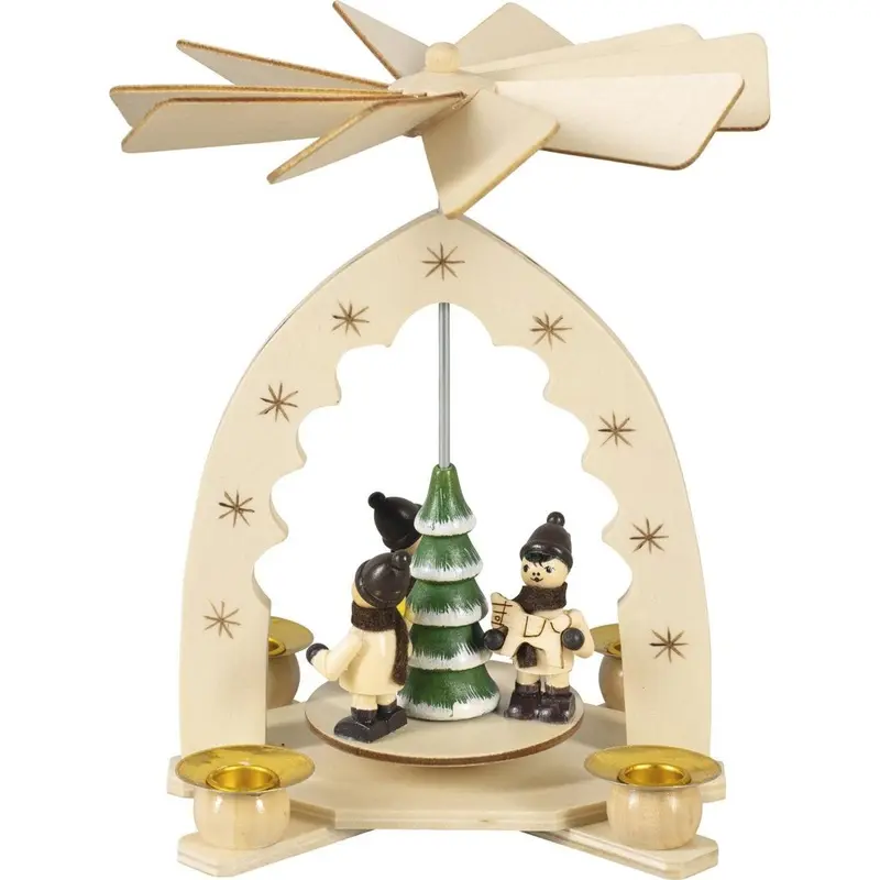 Weihnachtspyramide "Winterkinder", natur, 18 cm