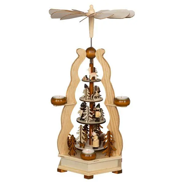 Weihnachtspyramide "Winterwald" für 6 Teelichte, natur, 56 cm
