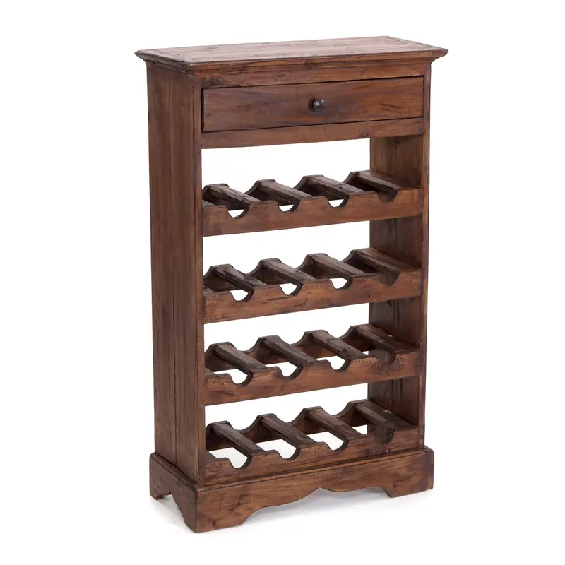 WEINREGAL CORTEZ | 85x55cm(HxB) Flaschenregal aus Holz mit Schublade | Farbe