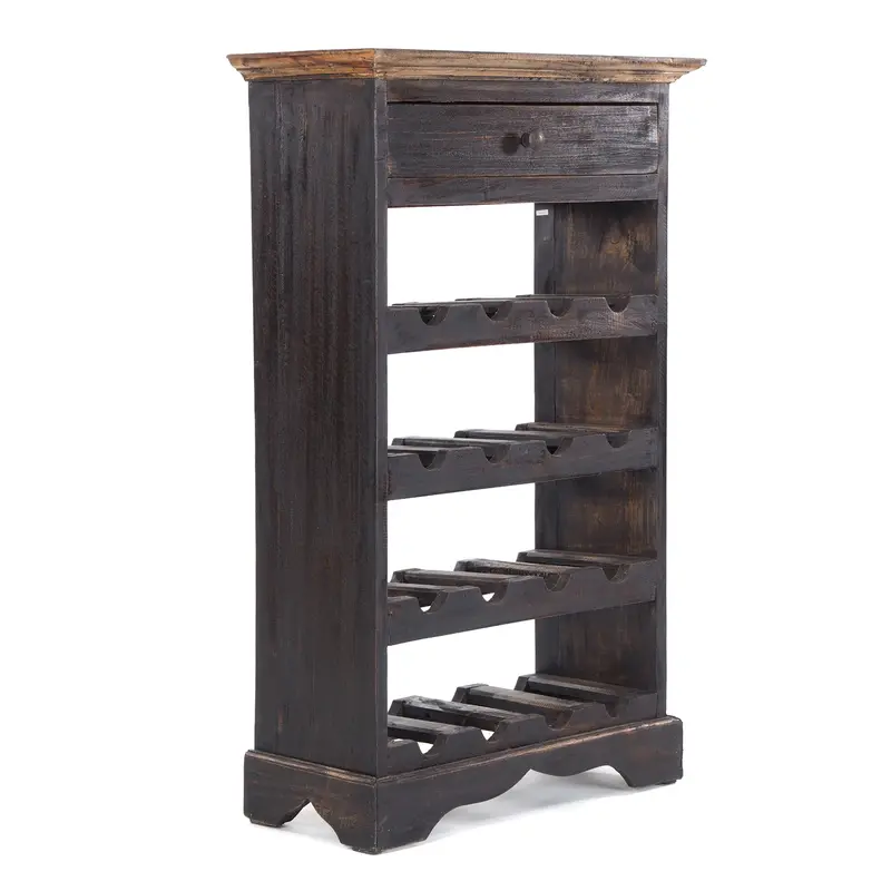 WEINREGAL CORTEZ | 85x55cm(HxB) Flaschenregal aus Holz mit Schublade | Farbe