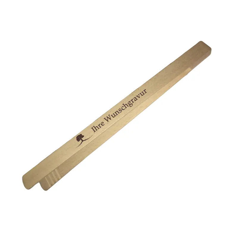 Werbeartikel 100 Stück Grillzangen mit Gravur aus Holz, 32 cm Buche