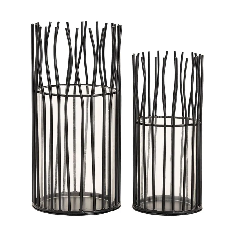 Windlicht – Aluminium Draht, Glas Einsatz, Schwarz Farbe - Loft | MVG Voglrieder