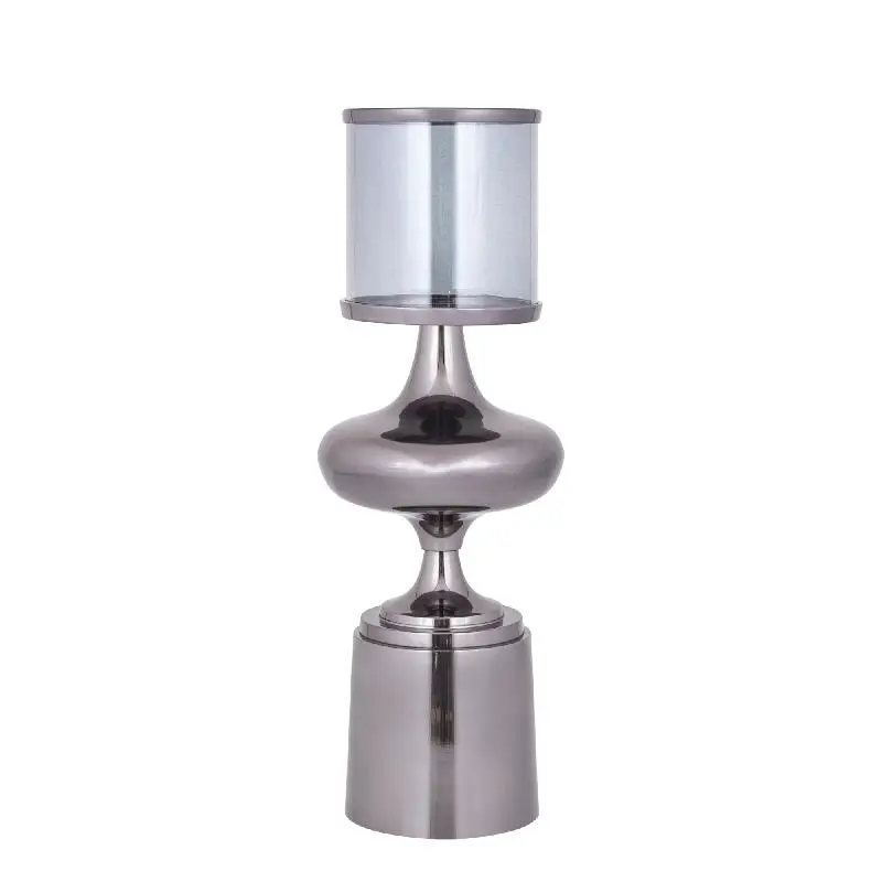 Windlicht – Aluminium Rahmen, Glas Zylinder, Schwarze Farbgebung, L – Uvira | PTMD